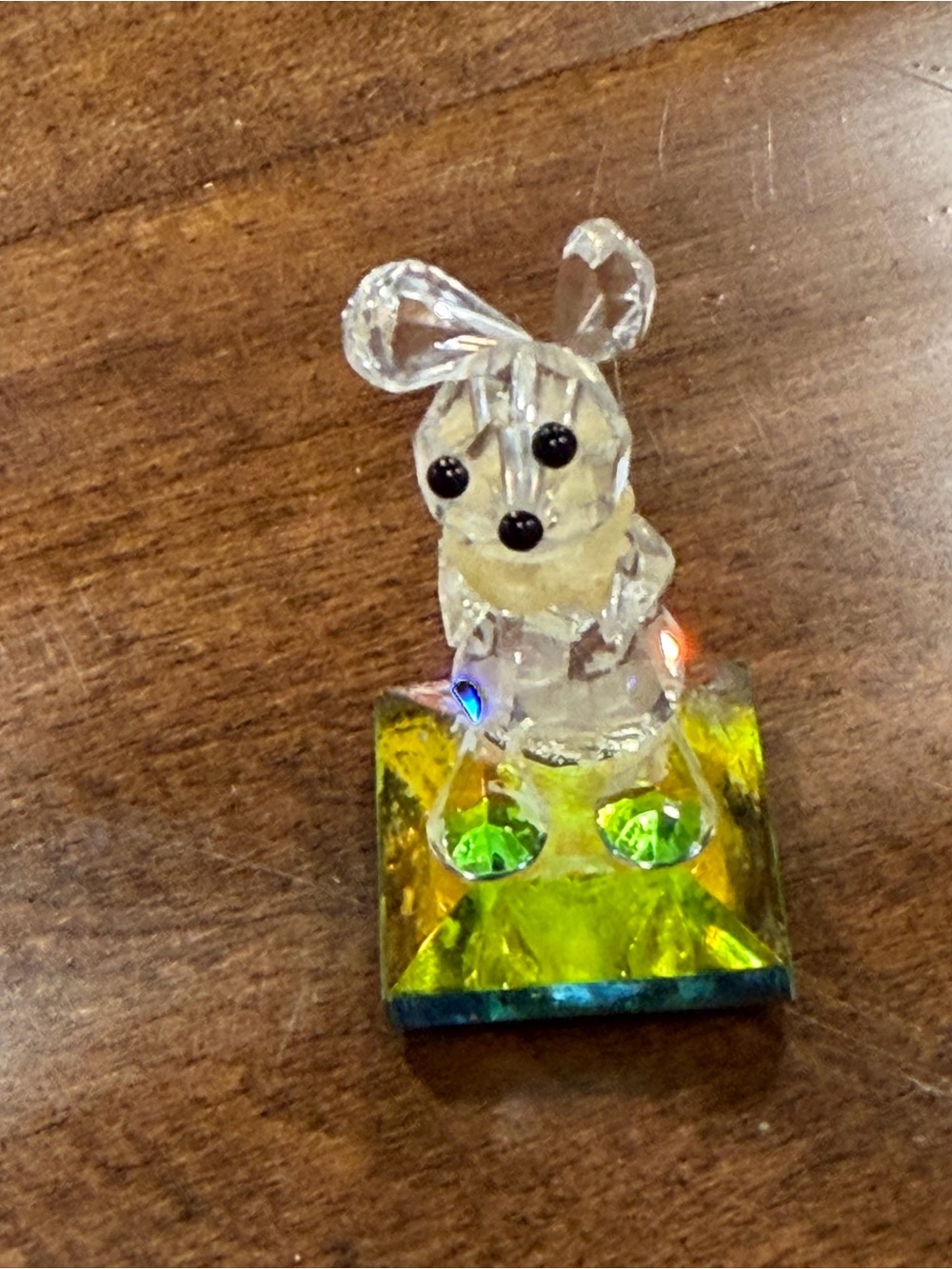 Vintage Miniature Crystal Rabbit Figurine Prism Colorful